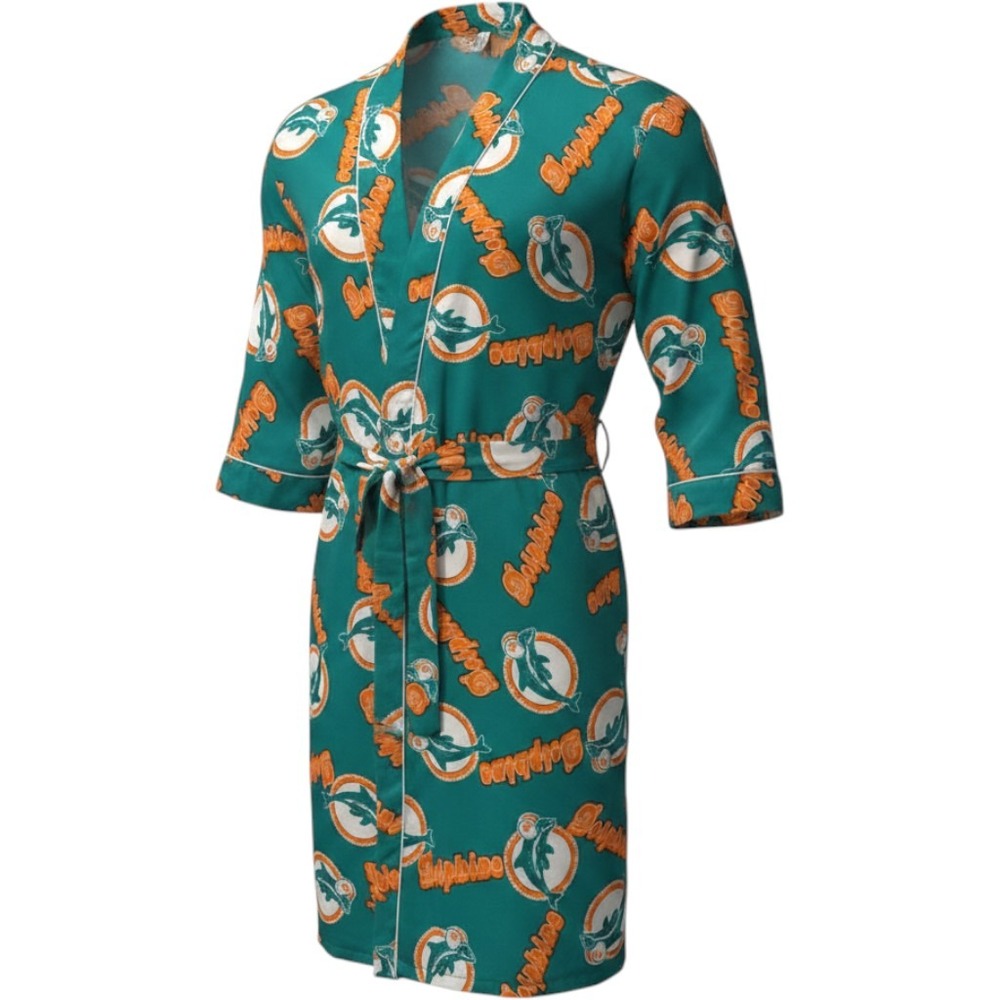 Vintage Miami Dolphins‎ 100% Silk Robe Liz Claiborne Collection XL